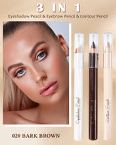 Eyebrow Pencil Brow Lift Highlighting Pencil Contour Pen Set-3 Pcs Long Lasting Waterproof Eye Makeup Pencil, Highlighter Stick for Women, Fill and Defined Brow, with Sharpener & Brow Tool-Dark Brown
